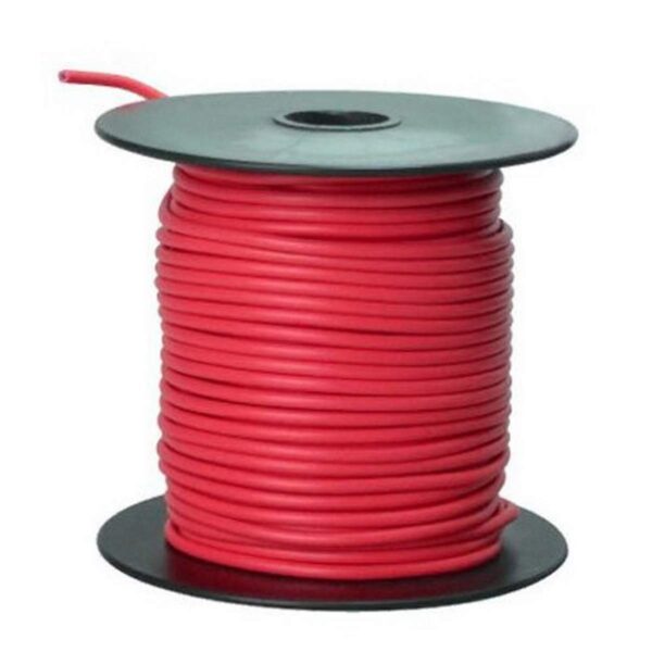 Power Wire, Class B, Cotton Braided, 600V RHH, 6 AWG, Red, 100ft Spool