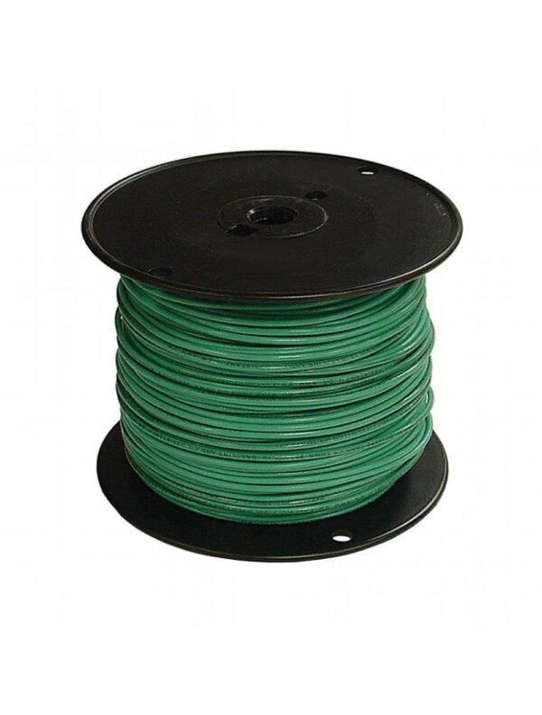 Power Wire, Class B, Cotton Braided, 600V RHH, 10 AWG, Green, 100ft Spool, RoHS